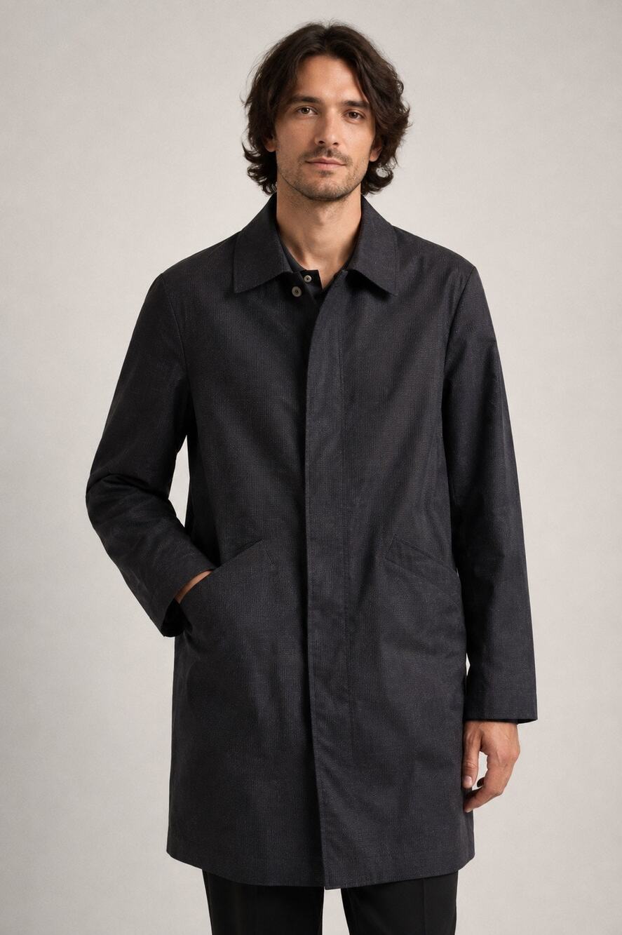 A.P.C. Vintage Men’s Car Coat Charcoal Metallic Weave Size S